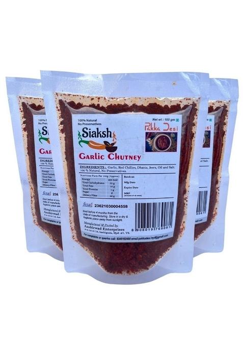 Siaksh Special Healthy Tasty Instant Ready To Use Garlic Chutney Powder With Delicious Taste In Pack Of 3 100Gm