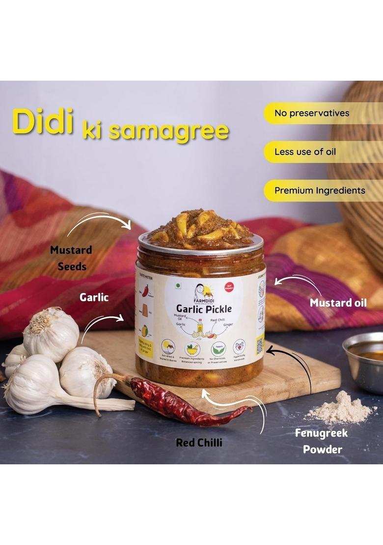 Farm Didi Farmdidi Spicy And Sour Pickle Combo Pack Of 2 In Fresh | Traditional Mango Garlic Pickles Handmade Achaar Organic Method Used No Chemical Preservative