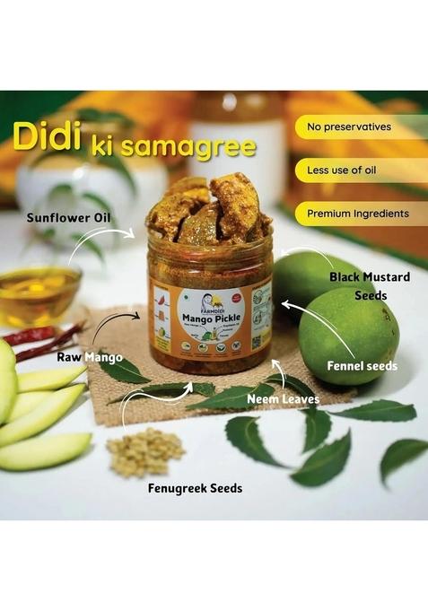 Farm Didi Farmdidi Spicy And Sour Pickle Combo Pack Of 2 In Fresh | Traditional Mango Garlic Pickles Handmade Achaar Organic Method Used No Chemical Preservative