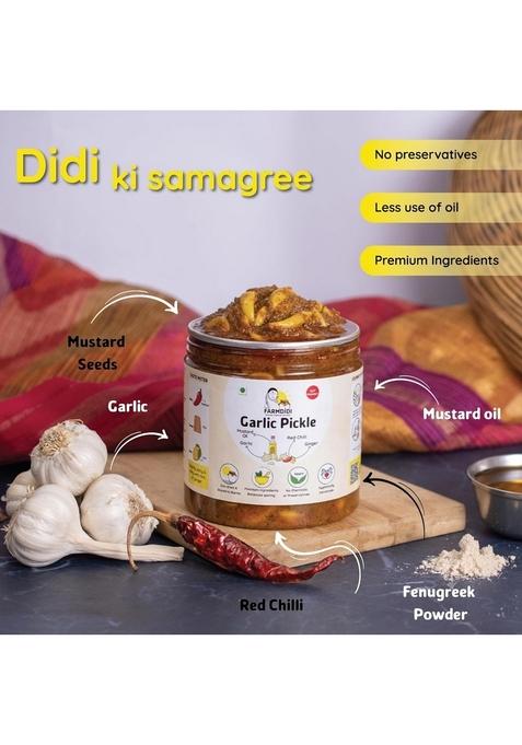Farm Didi Farmdidi Spicy And Sour Pickle Combo Pack Of 2 In Fresh | Traditional Mango Garlic Pickles Handmade Achaar Organic Method Used No Chemical Preservative