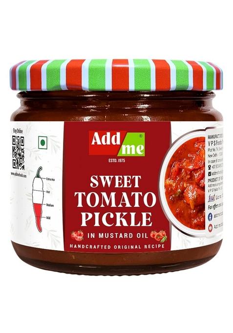 Add Me Sweet Tomato Pickle In Mustard Oil 300Gm | Meethi Tamatar Ka Achar Chutney With Garlic Glass Pack