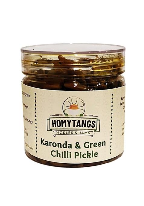 Homytangs Karonda Green Chilli Pickle 500G Jar Spicy Tangy Indian Relish Homemade Style Fresh Ingredients Traditional Recipe No Preservatives Side Dish