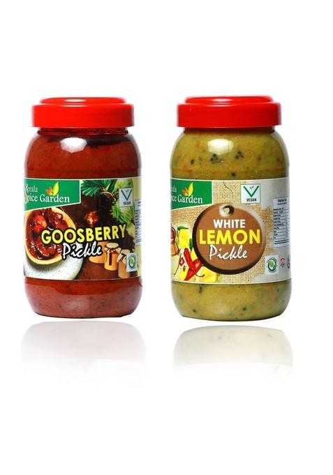 Kerala Spice Garden Gooseberry White Lemon Pickle | 100 Natural Style Combo 500G Green 2 X 500 G