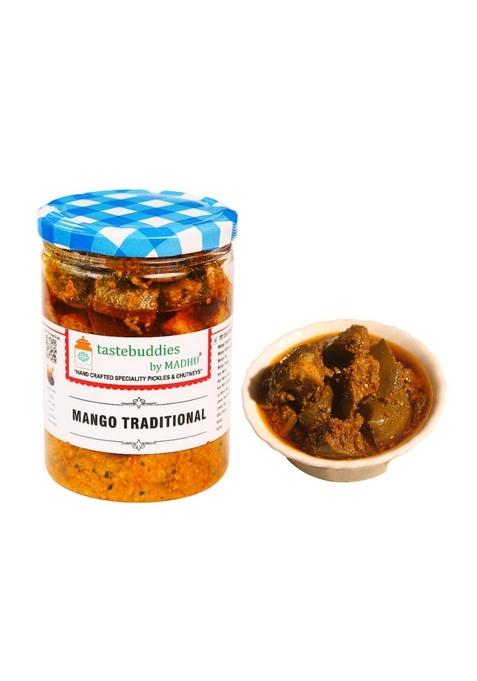 Tastebuddies By Madhu Madhu® Mango Traditional Pickle In Wood Pressed Mustard Oil 450 Gm Handcrafted Homemade Tangy Punjabi Style Grandma'S Secret Recipe