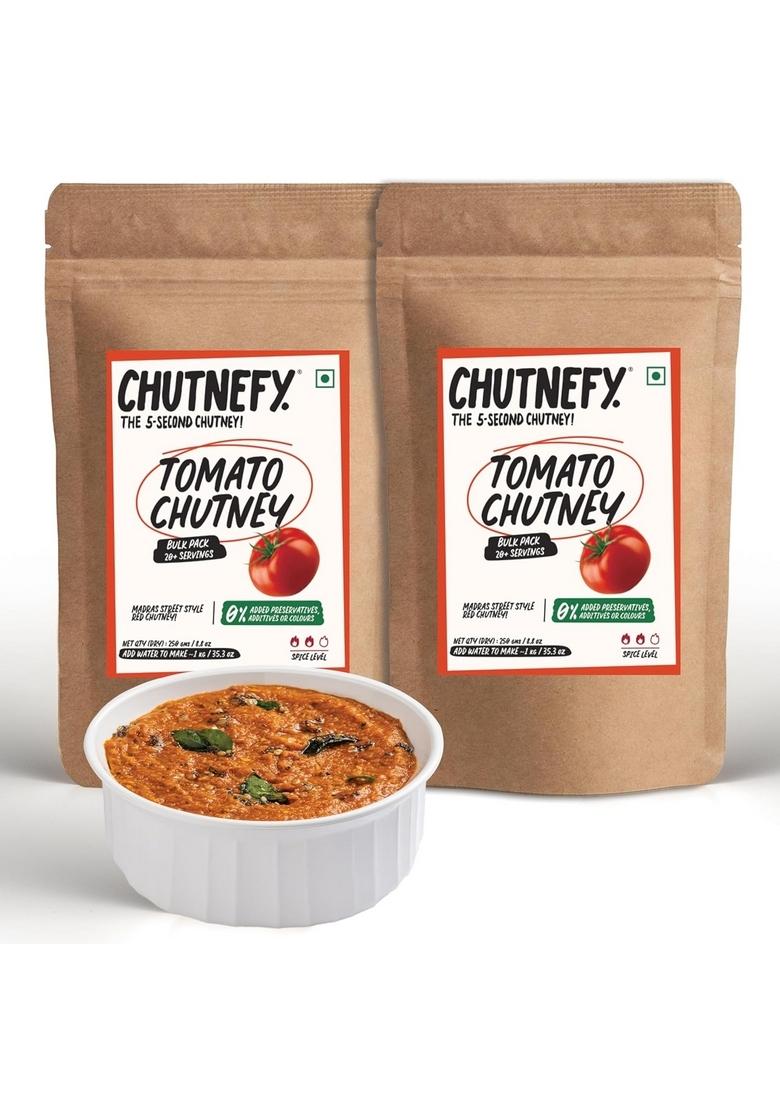 Chutnefy | Tomato Tamatar Chutney 100 Natural Ingredients Pack Of 2 250Gms 20 Servings No Cooking Required Artificial Colours Authentic Madras Style Red