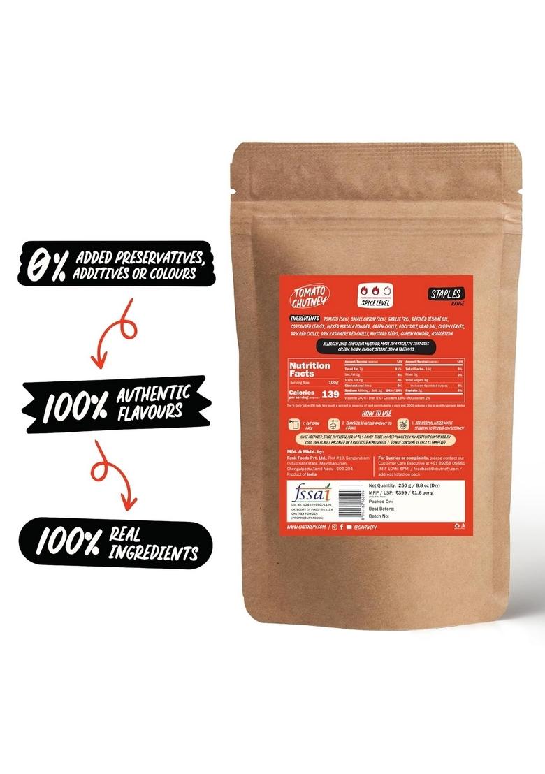 Chutnefy | Tomato Tamatar Chutney 100 Natural Ingredients Pack Of 2 250Gms 20 Servings No Cooking Required Artificial Colours Authentic Madras Style Red