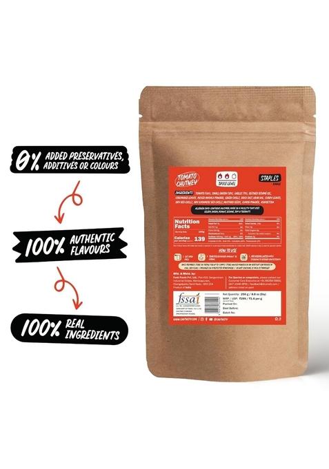 Chutnefy | Tomato Tamatar Chutney 100 Natural Ingredients Pack Of 2 250Gms 20 Servings No Cooking Required Artificial Colours Authentic Madras Style Red