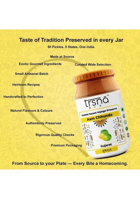 Trsna Grated Sweet Mango Preserve Chundo Pickle 450 Grams| Aam Ka Meetha Chundo| Achaar Made In Gujrat| Authentic Gujarati Pickle| Khatta | Fresh Pickles |Glass Jar