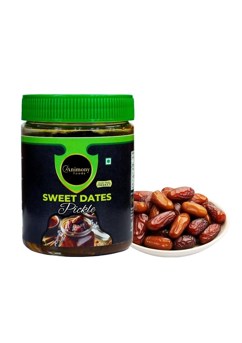 Animony Foods Sweet Dates Pickle | Traditional Kerala Style Homemade Recipe No Artificial Preservatives For Biryani Rice Paratha 100 Natural Ingredients 200Gm