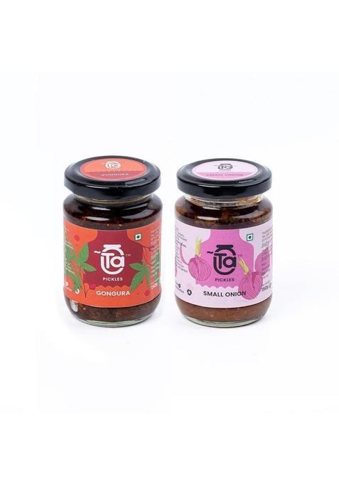 Ta Pickles | Gongura Small Onion Pickle 150G [Pack Of 2] Combo Made With Cold Pressed Oil Homemade Traditional Indian Taste Natural No Preservatives