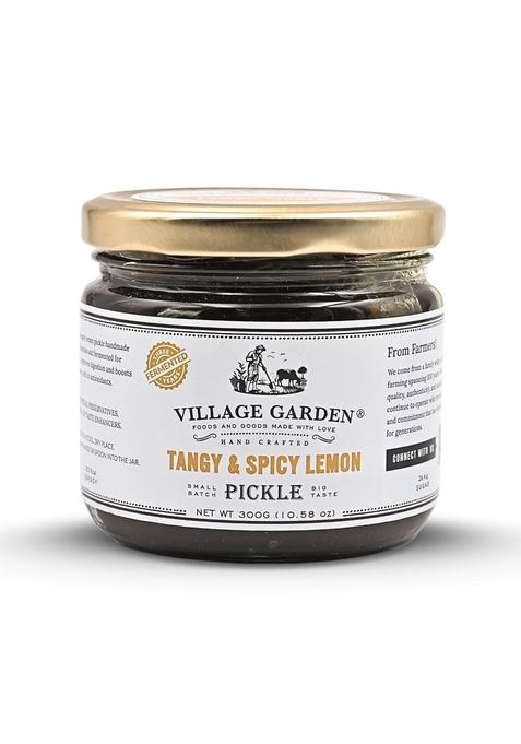 Village Garden Tangy Spicy Lemon Pickle | 3 Years Fermented Nimbu Ka Achaar Homemade 300 Gms Pack Of 2