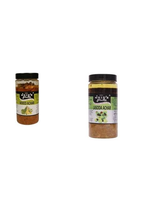 Jain'S Pure Mixed Achar Lasoda Combo Pack Of 2 400 Grams