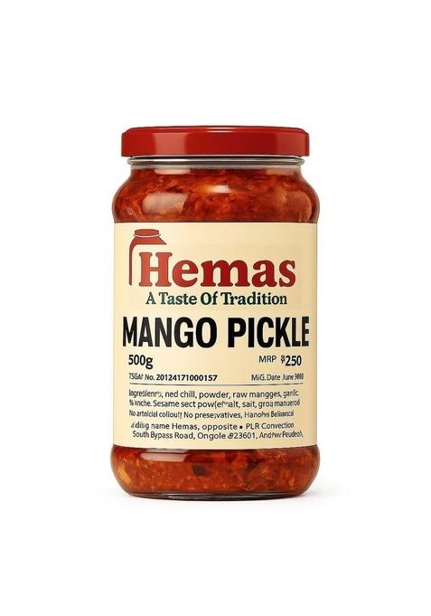 Hemas Mango Pickle | Handcrafted With Traditional Indian Flavors| 500Gm