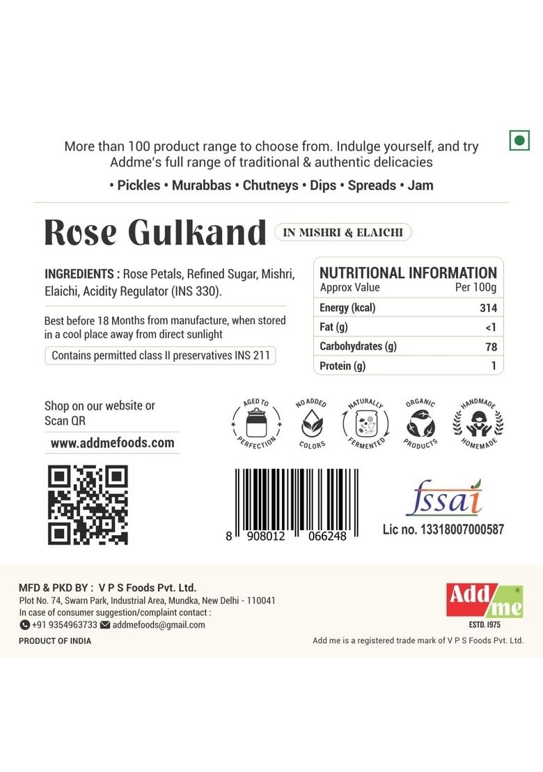 Add Me Sweet Damask Rose Petal Gulkand 600Gm Homemade Recipe And Taste Glass Pack