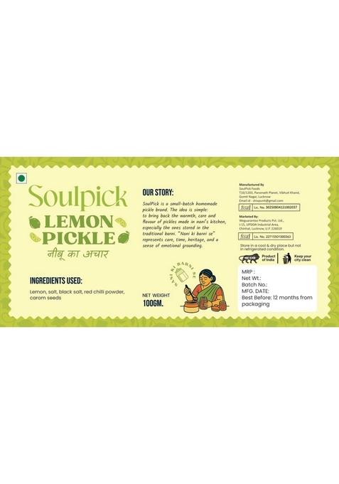 Soulpick Lemon Pickle 100Gm | Homemade Style Authentic Nani Ki Barni Ka Achar No Preservatives