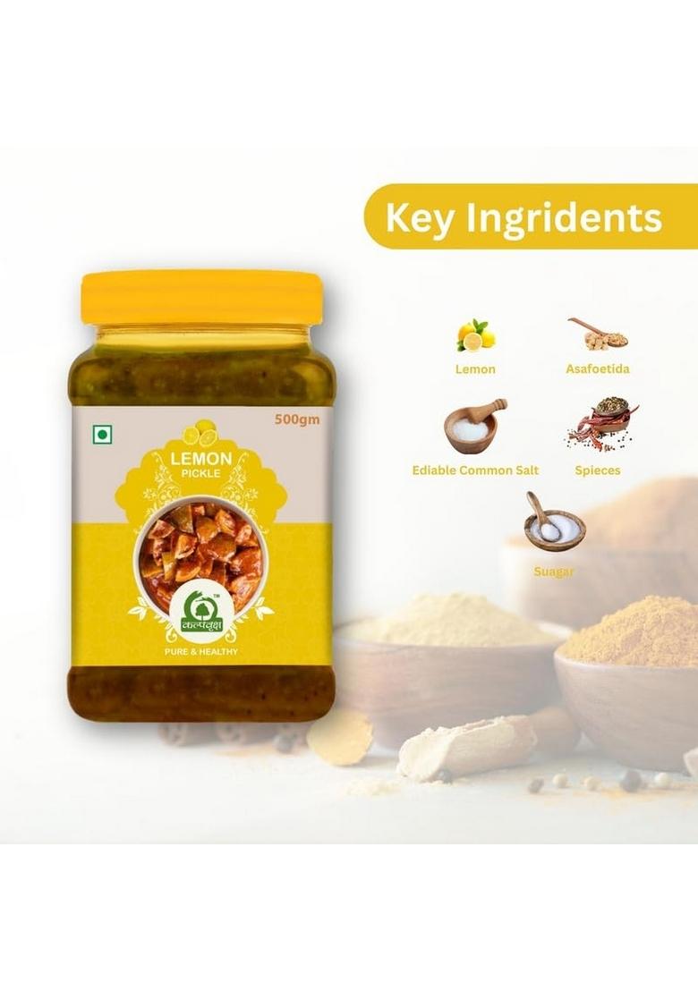 Kalpvraksha Lemon Pickle| Traditional Homemade Style | Tangy Sweet Taste No Artificial Preservatives Pure Healthy 500G