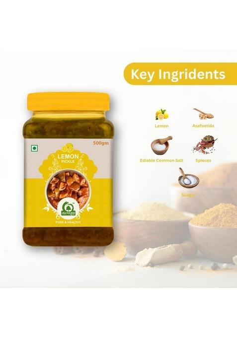 Kalpvraksha Lemon Pickle| Traditional Homemade Style | Tangy Sweet Taste No Artificial Preservatives Pure Healthy 500G