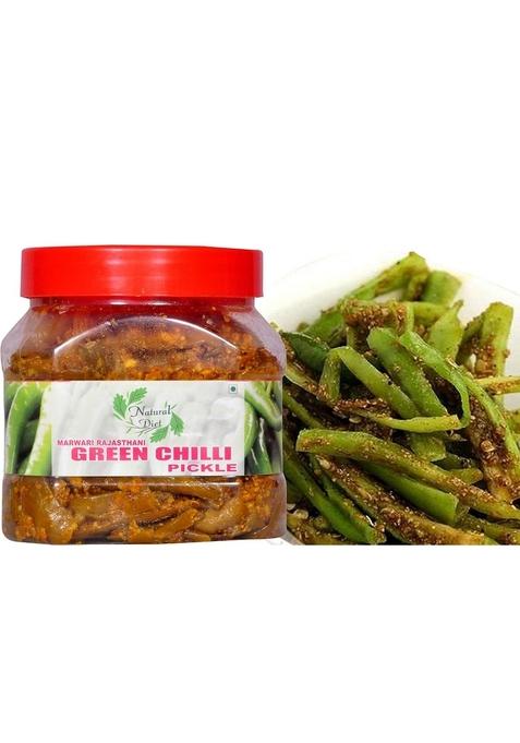 Natural Diet Mother Made The Real Taste Of Maa Ka Hath Swad Organic Marwari Athana Rajasthani Green Chilli Pickle Without Oil With Mother'S Love 400 Gram