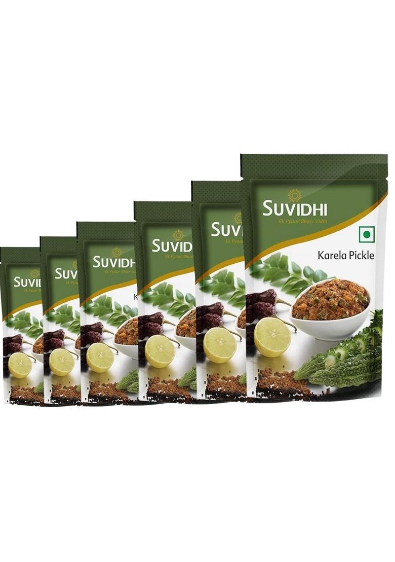 Suvidhi Homemade Karela Pickle 100Gm Pack Of 6 | Bitter Gourd Pickles Made With Cold Pressed Organic Mustard Oil Sun Dried Authentic Karele Ka Achar