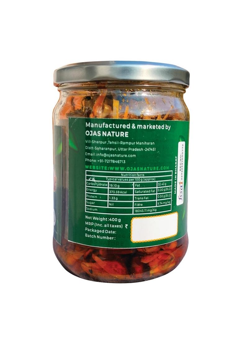 Ojas Nature Kathal Ka Achar 400G | Home Made Jackfruit Pickle 400 G Glass Jar Sun Dried No Preservatives