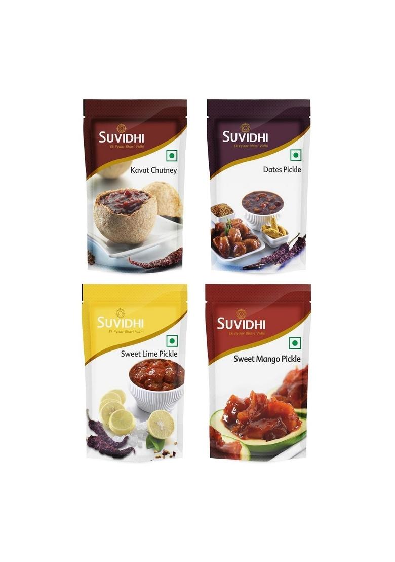 Suvidhi Kavat Chutney 3 Dates Pickle Sweet Lime Mango 100Gm Each Pack Of 12 In All 1 2 Kg