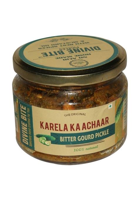 Divine Bite First Bitter Gourd Karela Ka Achaar 100 Natural Handmade Pickles 300Gm