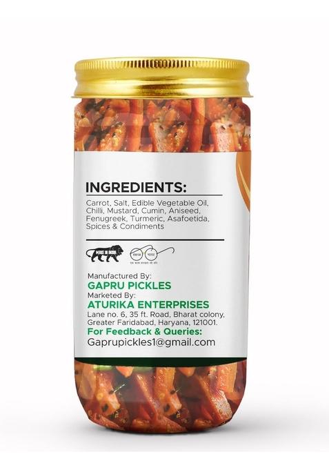 Gapru Pickle Punjabi Carrot Homemade Fresh Gaajar Ka Aachar 400G | Organic North Indian Healthy Traditional Home Made Achaar