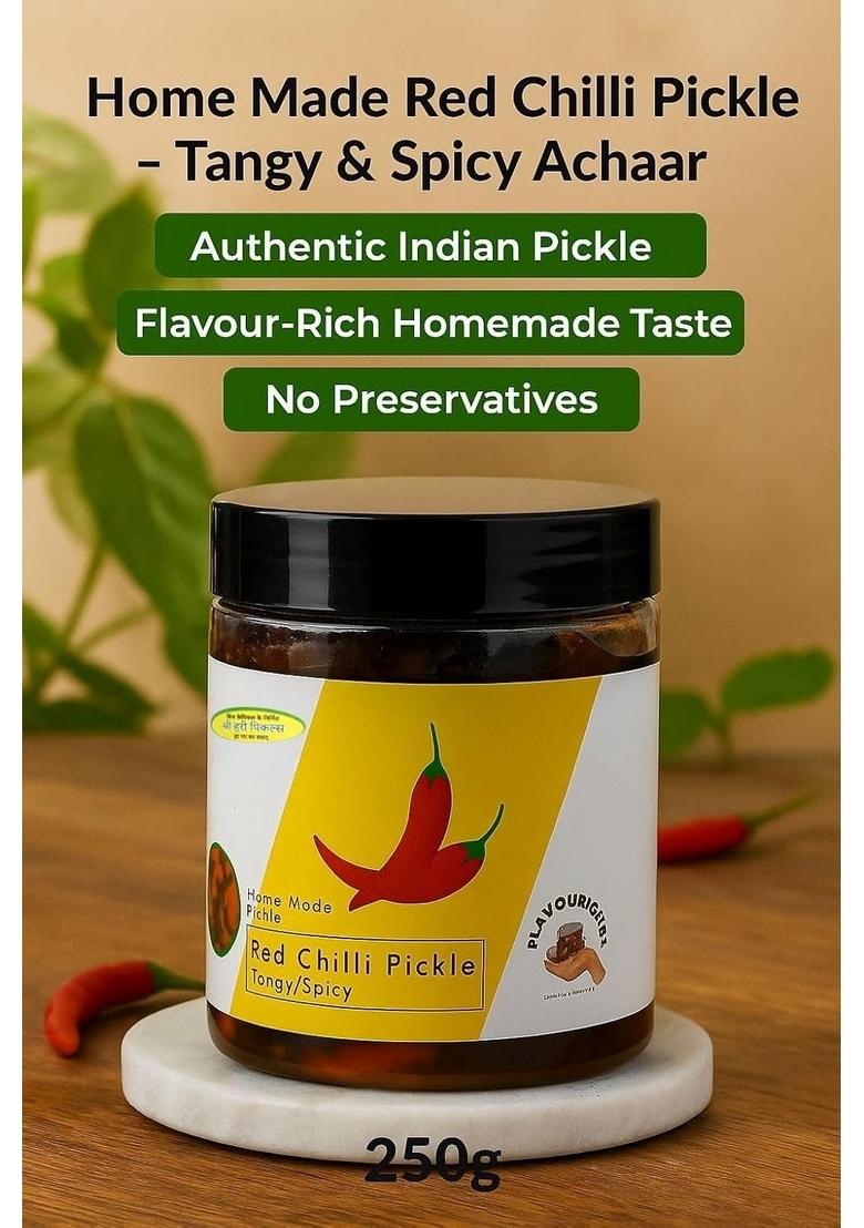 Flavourickles Shri Hari Pickles Red Chilli Pickle – Authentic Indian Achar Tangy Spicy Traditional Homemade Recipe Handcrafted Flavor Rich No Preservatives Natural Ingredients 250G