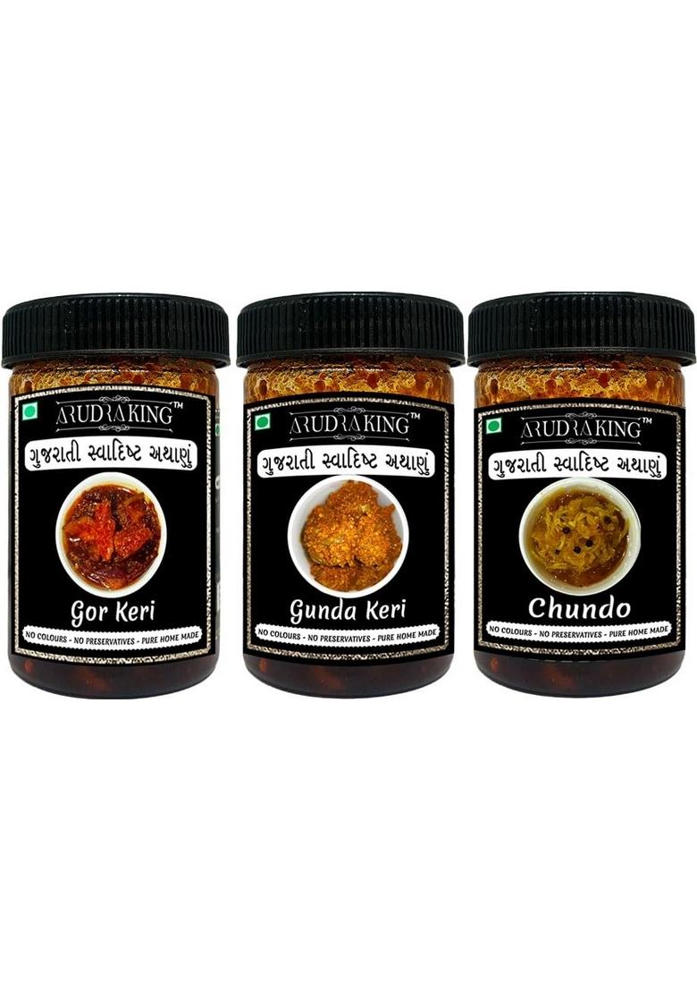 Arudraking Gujarati Traditional Preservative Free Pure Homemade Gorkeri 250Gm | Gunda Keri Pickles Chhundo 750G