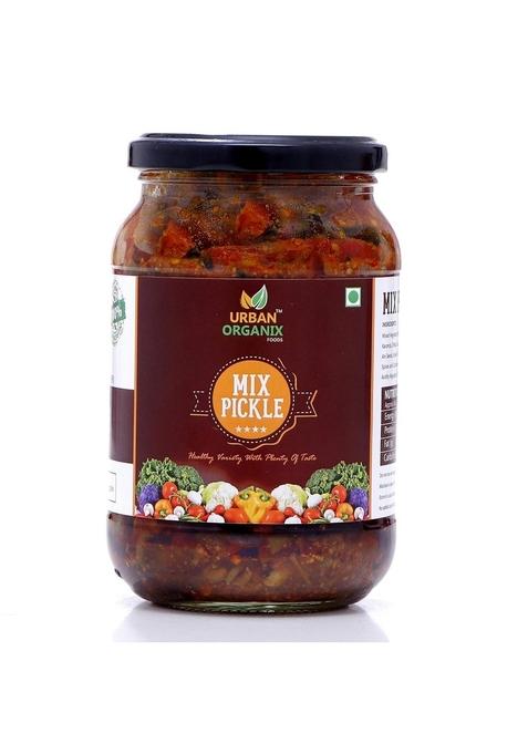 Urban Organix Foods Mixed Pickle Achaar Of Different Flavoured Vegetable Mango Lime Green Chilli Carrot Ginger 500 G