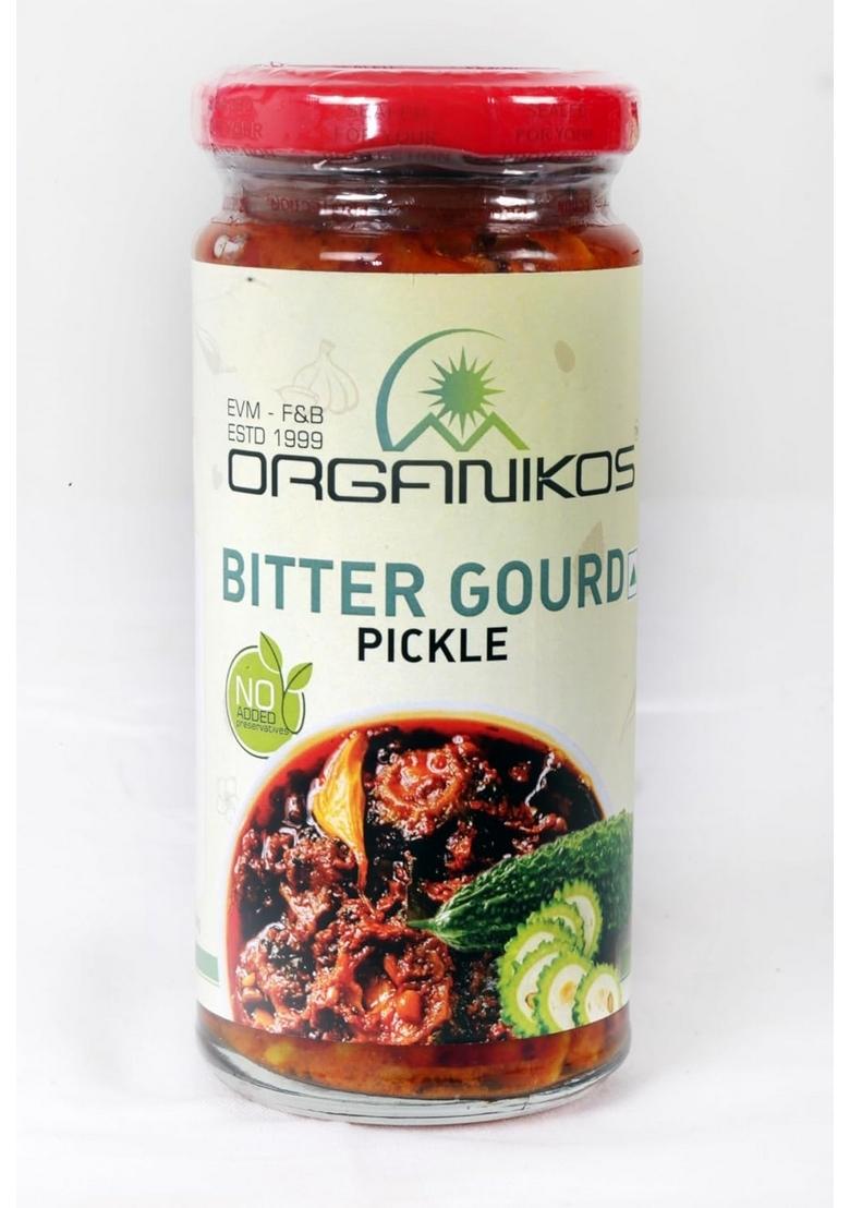 Organikos Homemade Bittergourd Pickle | Authentic Kerala Spicy South Indian Karela Ka Achaar Natural No Artificial Flavours Preservatives 250 Gm