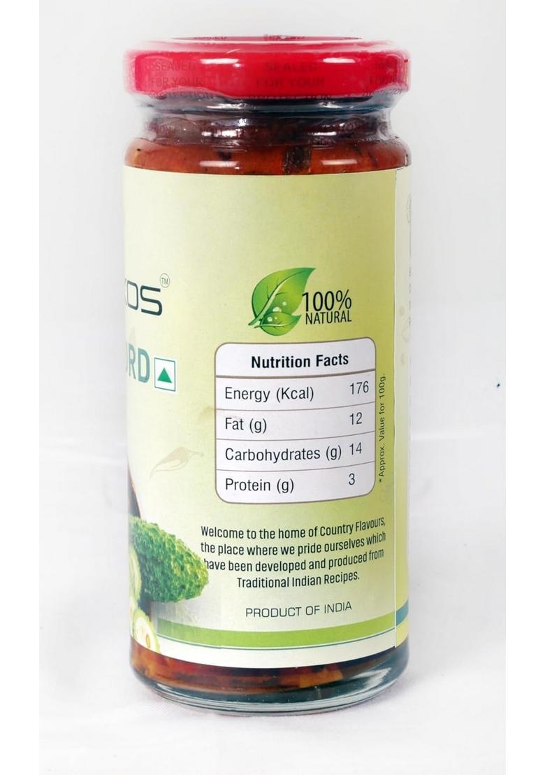 Organikos Homemade Bittergourd Pickle | Authentic Kerala Spicy South Indian Karela Ka Achaar Natural No Artificial Flavours Preservatives 250 Gm