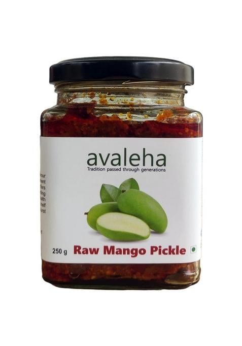 Avadata Organics The Healthy Way Of Life Avaleha Raw Mango Pickle 250 G | Masaledar Aam Ka Achar Special Kachi Keri Spicy Tangy Achaar Authentic South Indian Style No Preservative Glass Jar