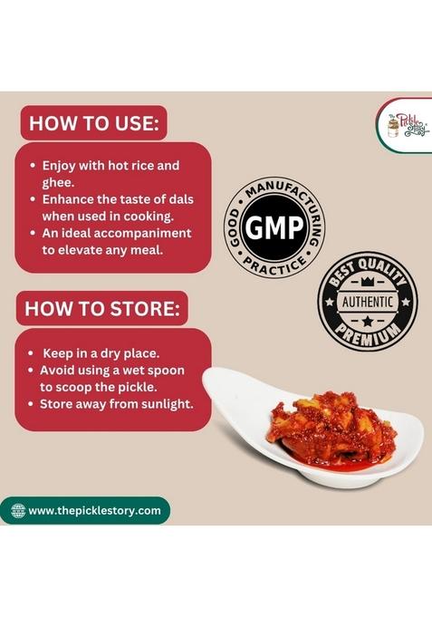 The Pickle Story An Authentic Homemade Dry Stuffed Mango Chunky Mota Pieces With Fenugreek Paste Maagai | Tangy Spicy Sour And Salty South Indian Style 500Gm Pouch