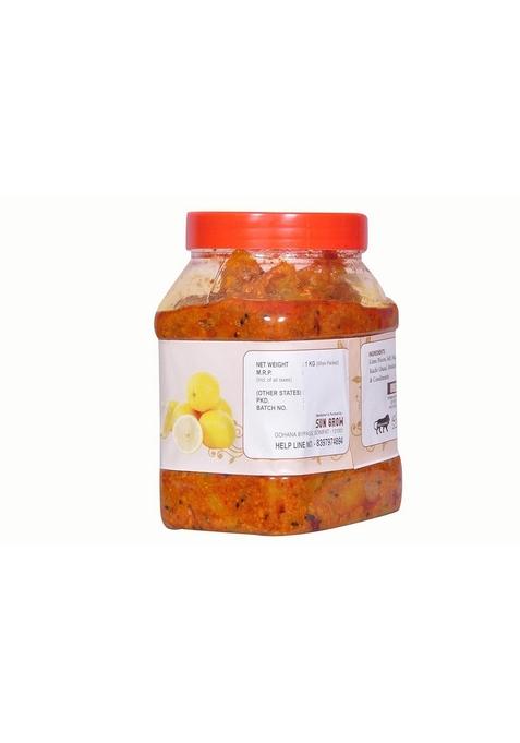 Sun Grow Organic Homemade Spicy Masala Punjabi Style Lemon Pickle Khatta Nimbu Real Taste Of Punjab Pickles 1Kg