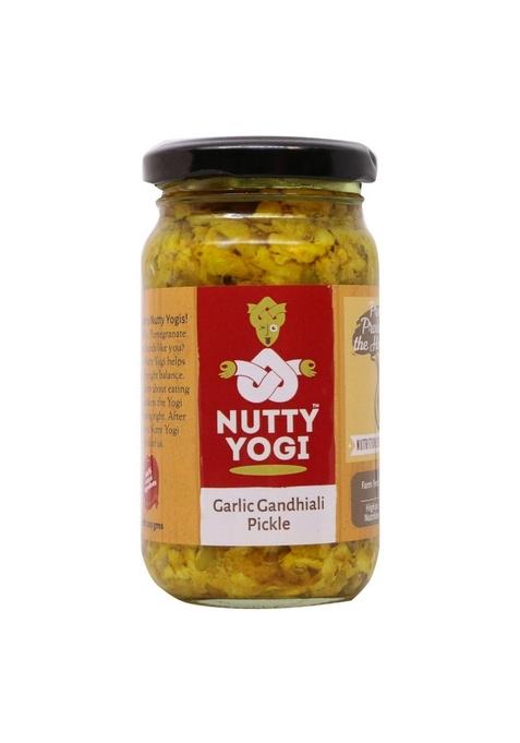 Nutty Yogi Garlic Gandhiali Pickle | Homemade Organic Herbal Tangy And Delicious 200 Gm Pack Of 1