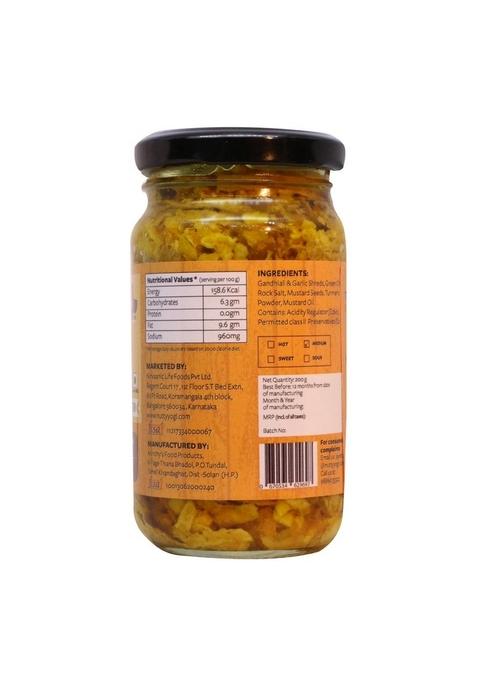 Nutty Yogi Garlic Gandhiali Pickle | Homemade Organic Herbal Tangy And Delicious 200 Gm Pack Of 1