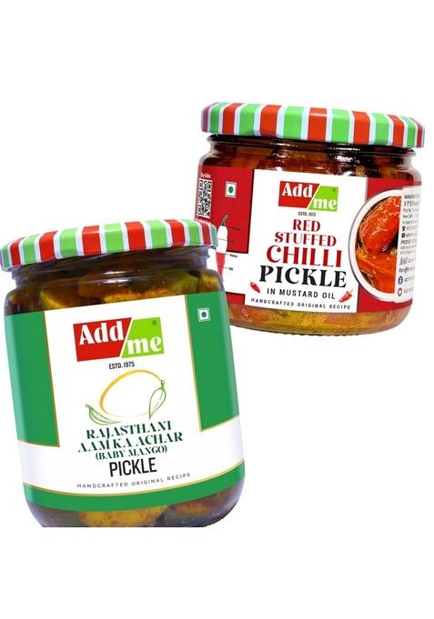Add Me Rajasthani Ramkela Mango Pickle 500Grm Red Stuffed Chilli 300Grm Ghark A Bana Aam Ka Achar Homemade Combo Pack