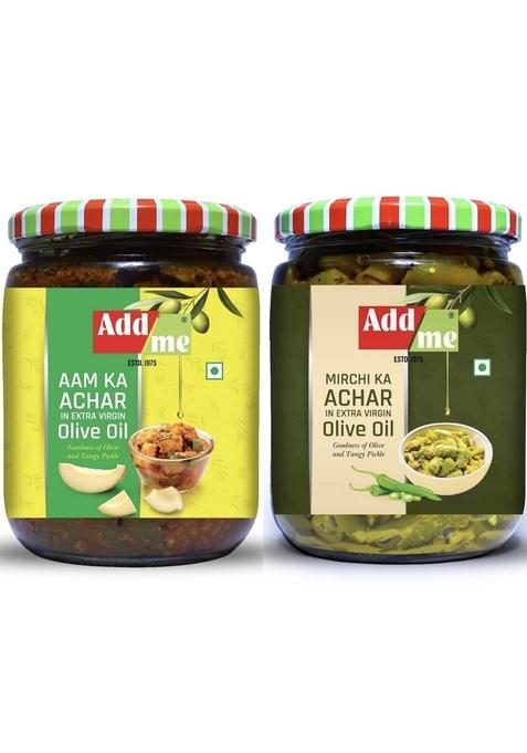 Add Me Home Made Green Chilli Pickles 500Gm Mango Pickle 500G In Extra Virgin Olive Oil Hari Mirch Mirchi Ka Achar Aam Each