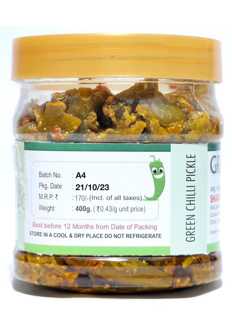 Gangawat Green Chilli Pickle Homemade Organic 800Gram 400Gram