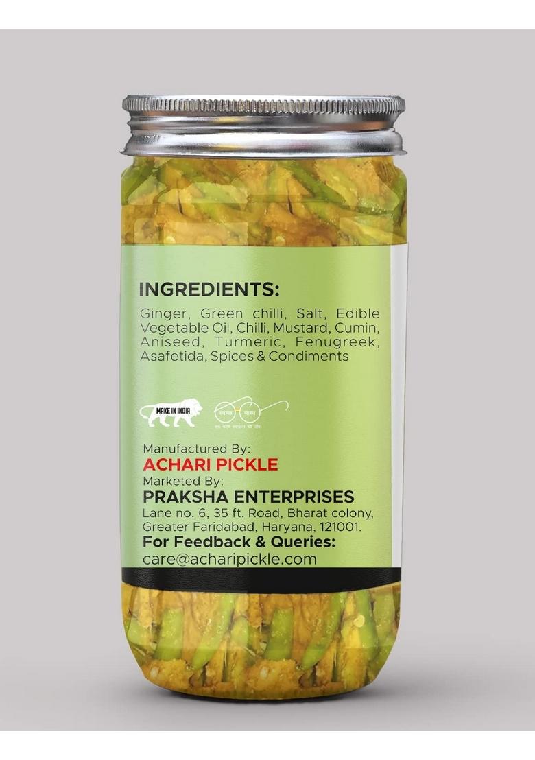 Achari Pickles Mother'S Special Ginger Green Chilli Pickle Homemade Adrak Harimirch Aachar 400G Recipe|Organic North Indian Pickle|Healthy Pickle|Traditional Home Made Achaar