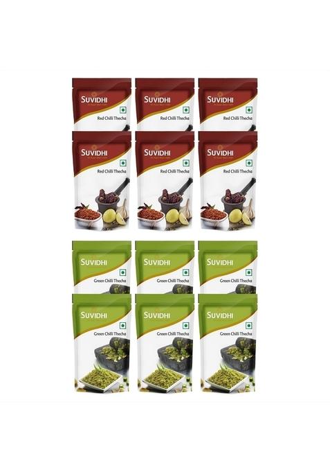Suvidhi Red Chilli Thecha Pack Of 6 Green In All 1200Gm