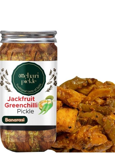 Achari Pickles Banarasi Kathal Harimirch Achar Homemade Tasty Pickle 400 Gm Jackfruit Greenchilli I Taste Bhi Health Organic