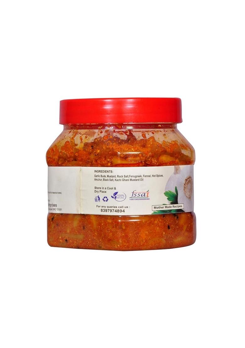 Natural Diet Organic Mother Made Punjabi Garlic Pickle Full Pieces Of 400 Gram We Serve You Eat No Artificial Colors Flavors