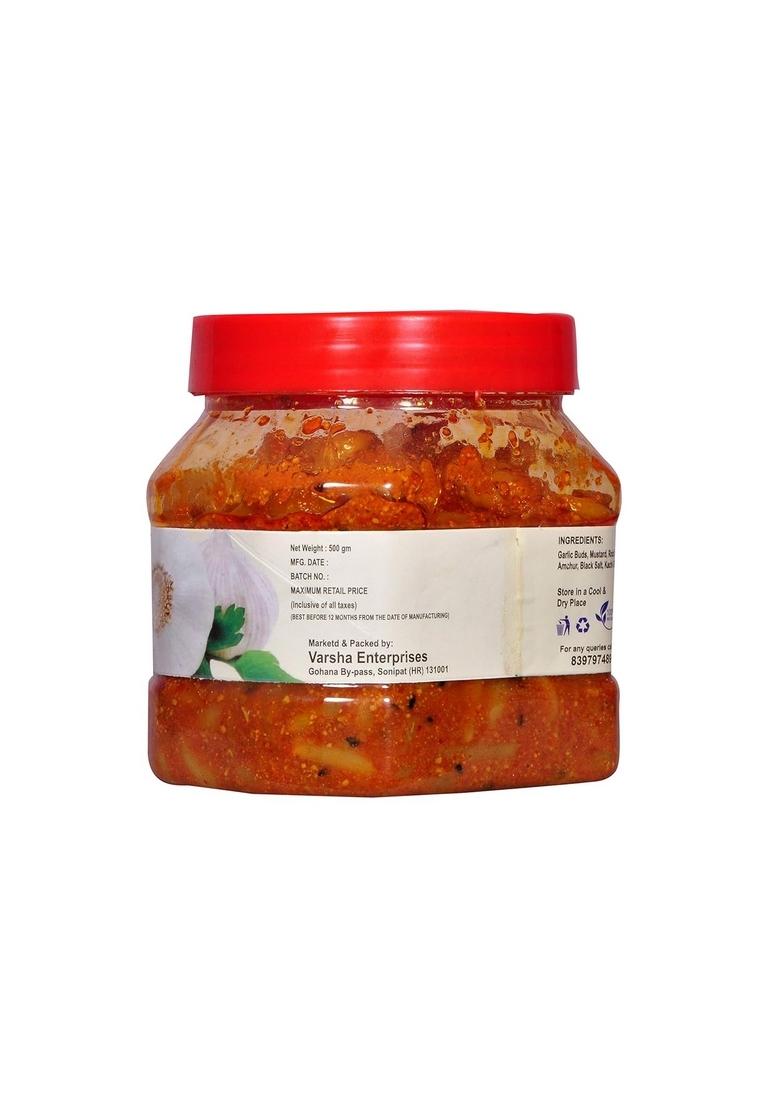 Natural Diet Organic Mother Made Punjabi Garlic Pickle Full Pieces Of 400 Gram We Serve You Eat No Artificial Colors Flavors