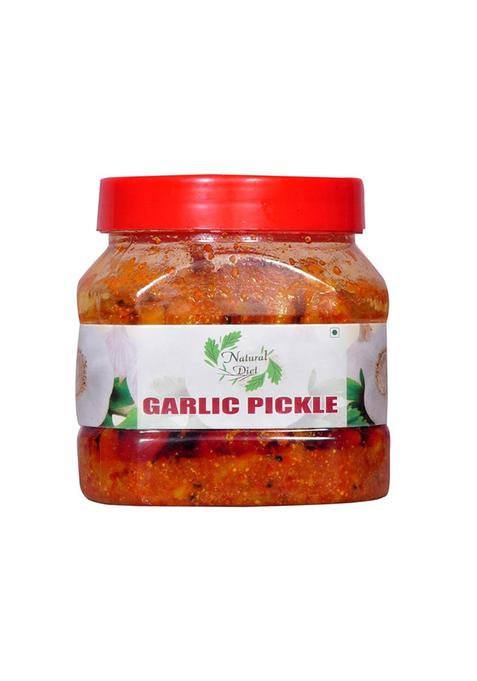 Natural Diet Organic Mother Made Punjabi Garlic Pickle Full Pieces Of 400 Gram We Serve You Eat No Artificial Colors Flavors