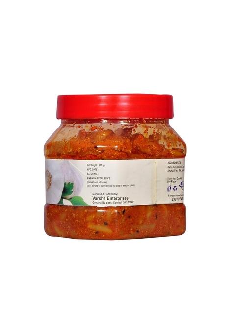 Natural Diet Organic Mother Made Punjabi Garlic Pickle Full Pieces Of 400 Gram We Serve You Eat No Artificial Colors Flavors