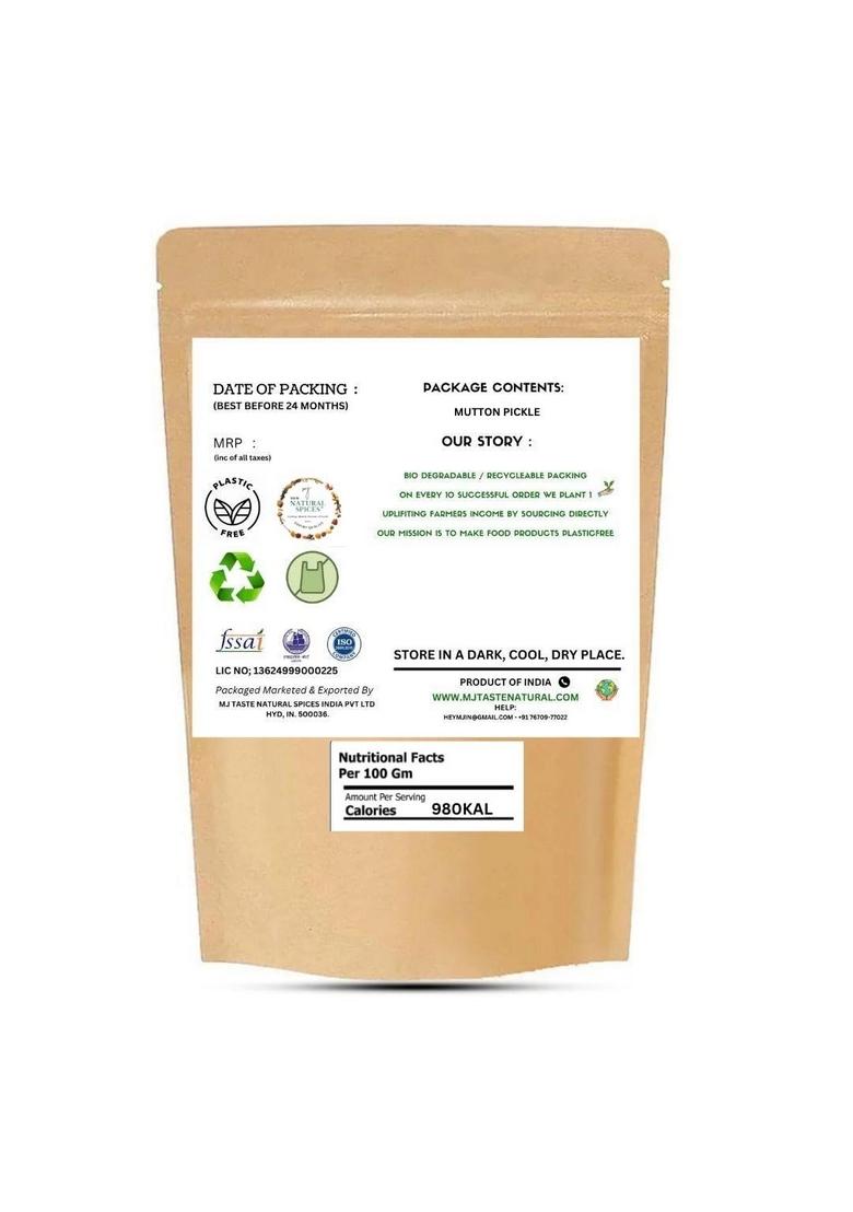 Mj Taste Natural Mutton Pickle | Traditional Andhra Style Spicy Tangy Achar Rich Aromatic With Handcrafted Indian Spices No Preservatives Home Made