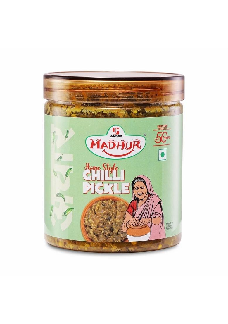 Madhur Chilli Pickle 500G Tin Pack Spicy Mirchi Ka Achaar Traditional Homemade Taste Made With Fresh Green Chillies Indian Spices 100 Vegetarian In India