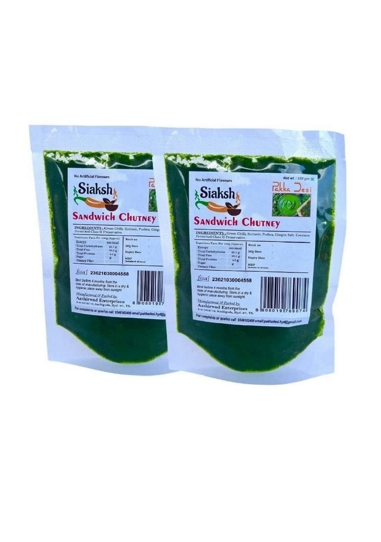 Siaksh Mumbai Special Sandwich Chatpati Green Instant Ready Mix Chutney For Breakfast Snacks Use With Pure Ingrediants| Perfect As A Dip Spread Cooking Sauce Delicious Taste 150Gm Pack Of 1